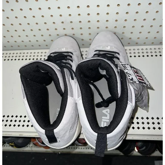 FILA MB Mens Suede Basketball Shoes Size Gray Black White